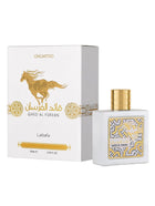 Латтафа Qaed Al Fursan Unlimited женски парфюм EDP, флакон с елегантен дизайн и златисти нюанси, аромат за специални моменти.