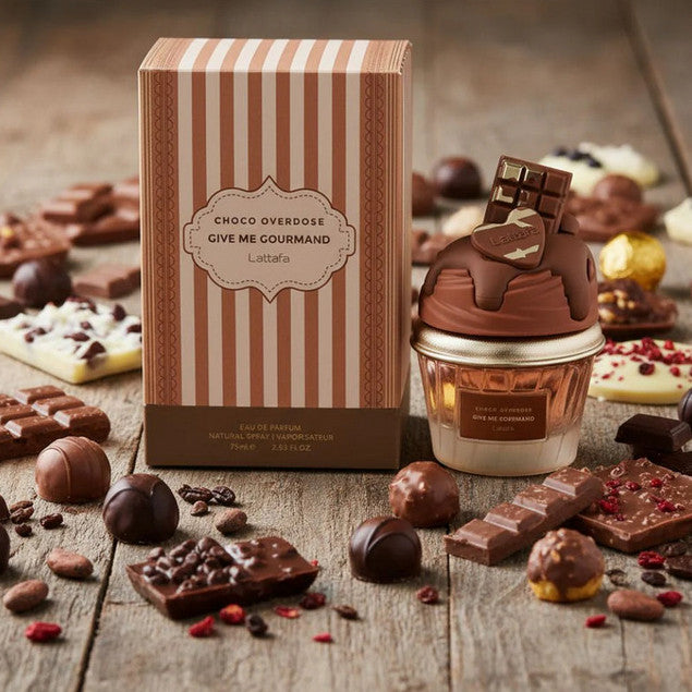 Парфюмна вода Lattafa Give Me Gourmand Choco Overdose EDP за мъже и жени, шоколадов и гурме аромат, 75 мл
