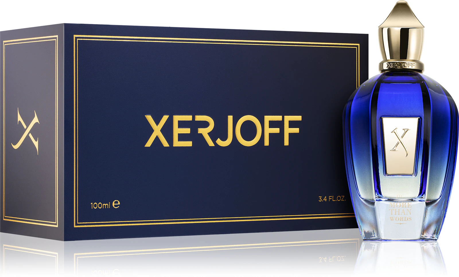 Еднопосочен парфюм Xerjoff More Than Words EDP за мъже и жени, бутилка с елегантен дизайн и лого.