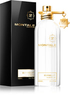 Унисекс парфюмна вода Montale Mukhallat, елегантна бутилка и ароматна композиция на фона.