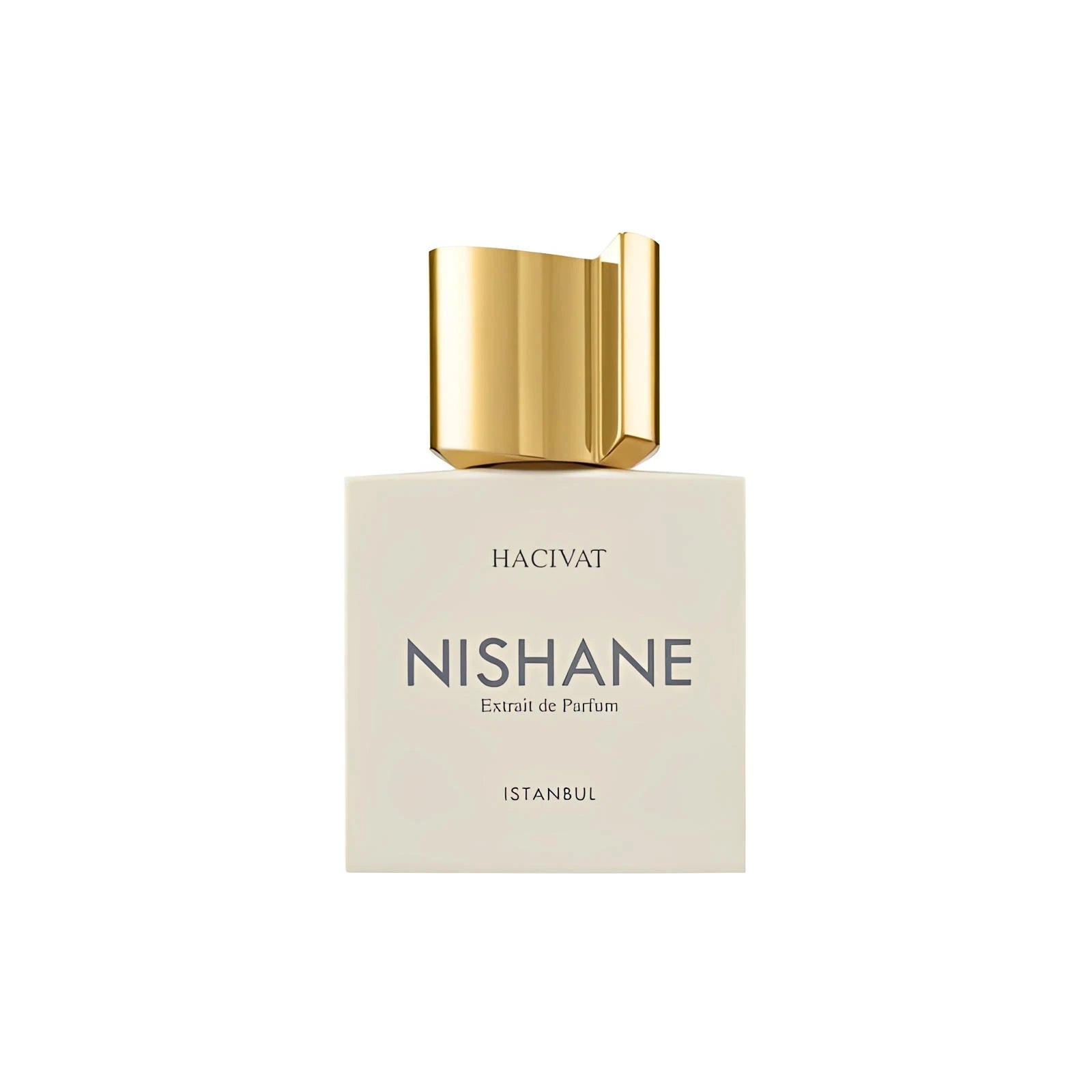 Унисекс парфюмен екстракт Nishane Hacivat Extrait De Parfum, бутилка с елегантен дизайн и ароматни нотки.