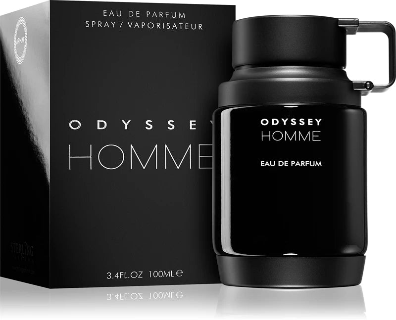 ЕDP парфюмна вода за мъже Armaf Odyssey Homme с изразителен аромат и елегантна бутилка, изображение на флакон.