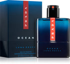 Мъжка тоалетна вода Prada Luna Rossa Ocean EDT, бутилка с морски мотиви и елегантен дизайн.