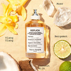 Унисекс парфюм Maison Margiela Replica Beach Walk EDT с бял флакон и ароматни нотки на морски бриз и морска сол.