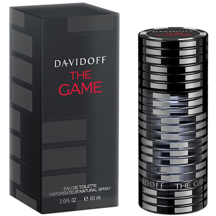 Мъжка тоалетна вода Davidoff The Game EDT с елегантна бутилка и ароматна композиция, подходяща за ежедневна употреба.