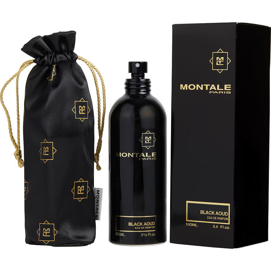 Дамски или мъжки парфюм Montale Black Aoud EDP, флакон с черен дизайн, ароматна парфюмна вода за специални поводи.