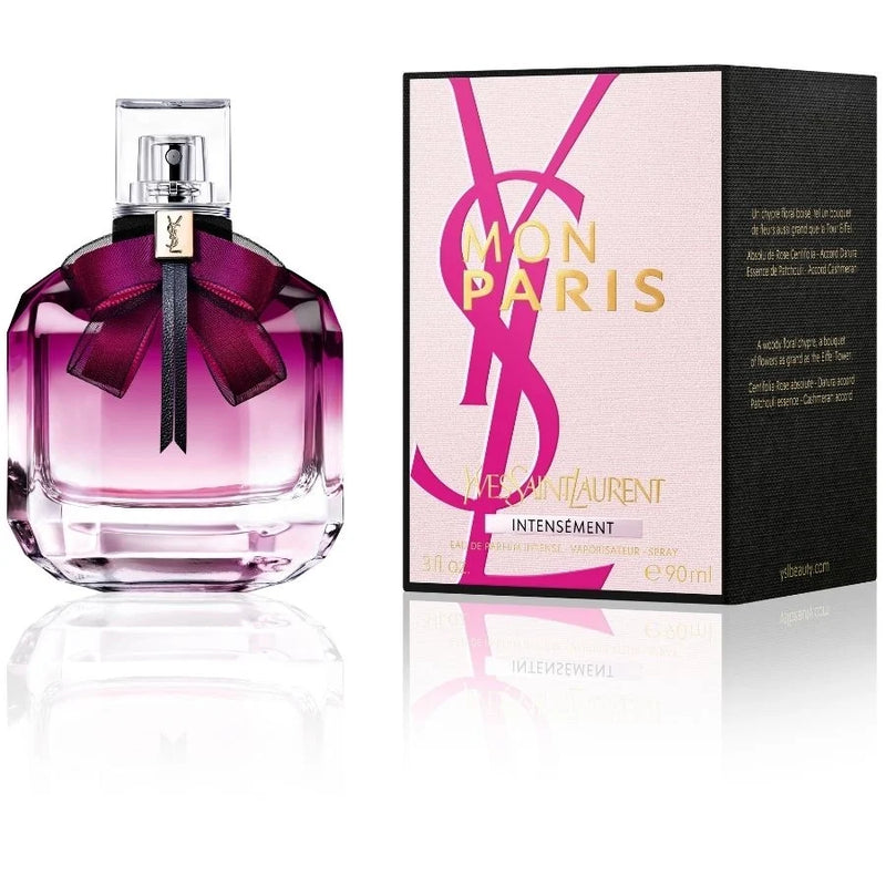 Парфюмна вода Yves Saint Laurent Mon Paris Intensement EDP за жени, елегантен флакон с цветна ароматна композиция