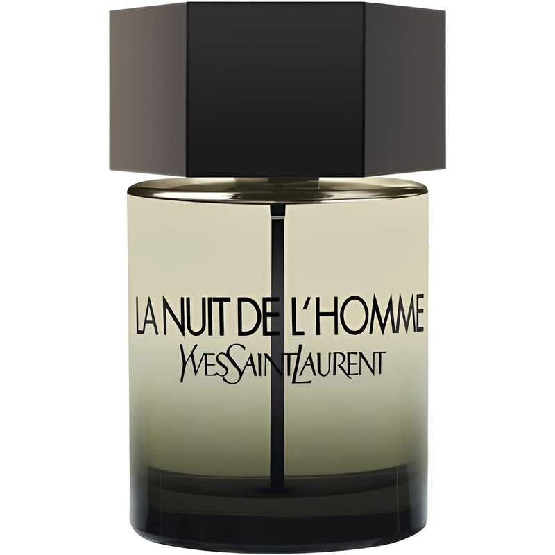 Тоалетна вода за мъже La Nuit De L'Homme EDT от Saint Laurent, флакон с елегантен дизайн и сини нюанси.
